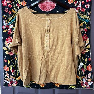 Old Navy XL Cotton Button Short sleeve Top - Khaki